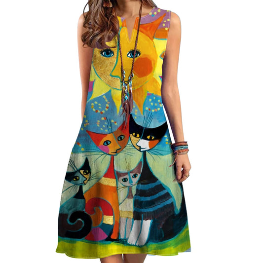 EVA V-Neck Printed Dress